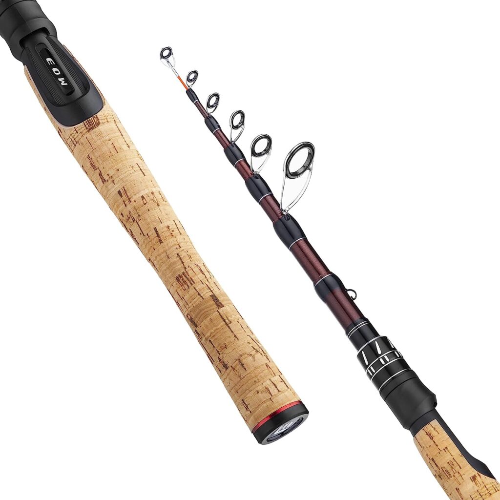 EOW XPEDITE Portable Telescopic Spinning Fishing Rods, 24T Carbon Blanks  Solid Carbon Tip, Cork Handle, Travel Rod, Light Weight and Short Collapsible Rods