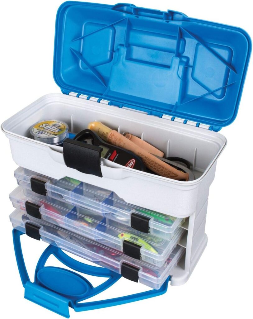 Flambeau Outdoors T3 Multiloader Tackle Box, Fishing Organizer with Zerust Anti-Corrosion Technology, Gray/Bright Blue