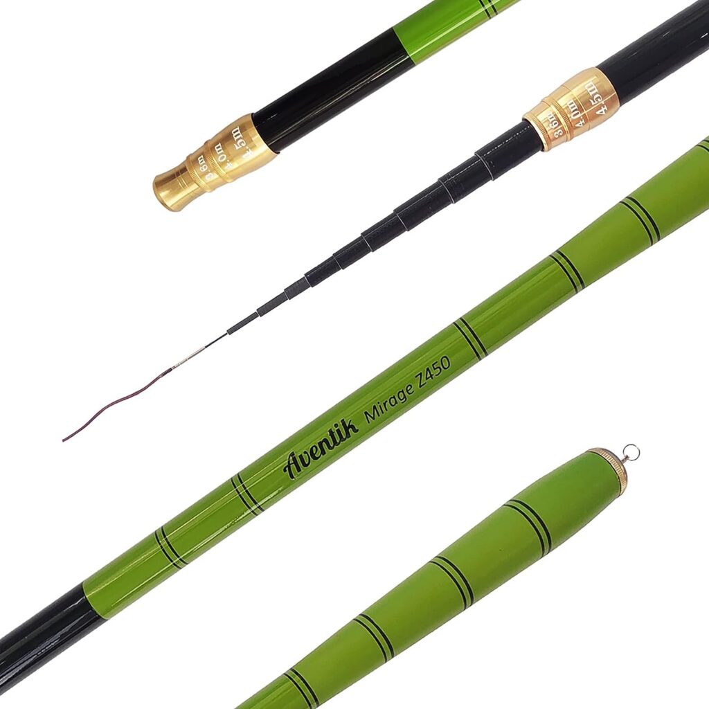 Aventik Mirage Telescopic Tenkara Rod 24T Pure Carbon 6:4 Action, Portable Collapsible Bass Crappie Floating Rod 6/8/10/12/15/18/21/24FT with Extra Sections,Ultralight Tenkara Rods