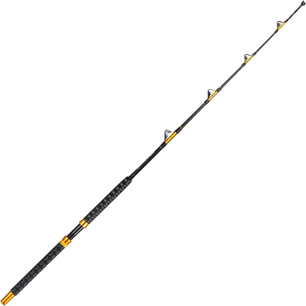 Burning Shark Jigging Rod Saltwater Offshore Heavy Trolling Fishing Rod Big Game Conventional Boat Fishing Rod with Roller Guides- Gloden 5 6(50-80lb)