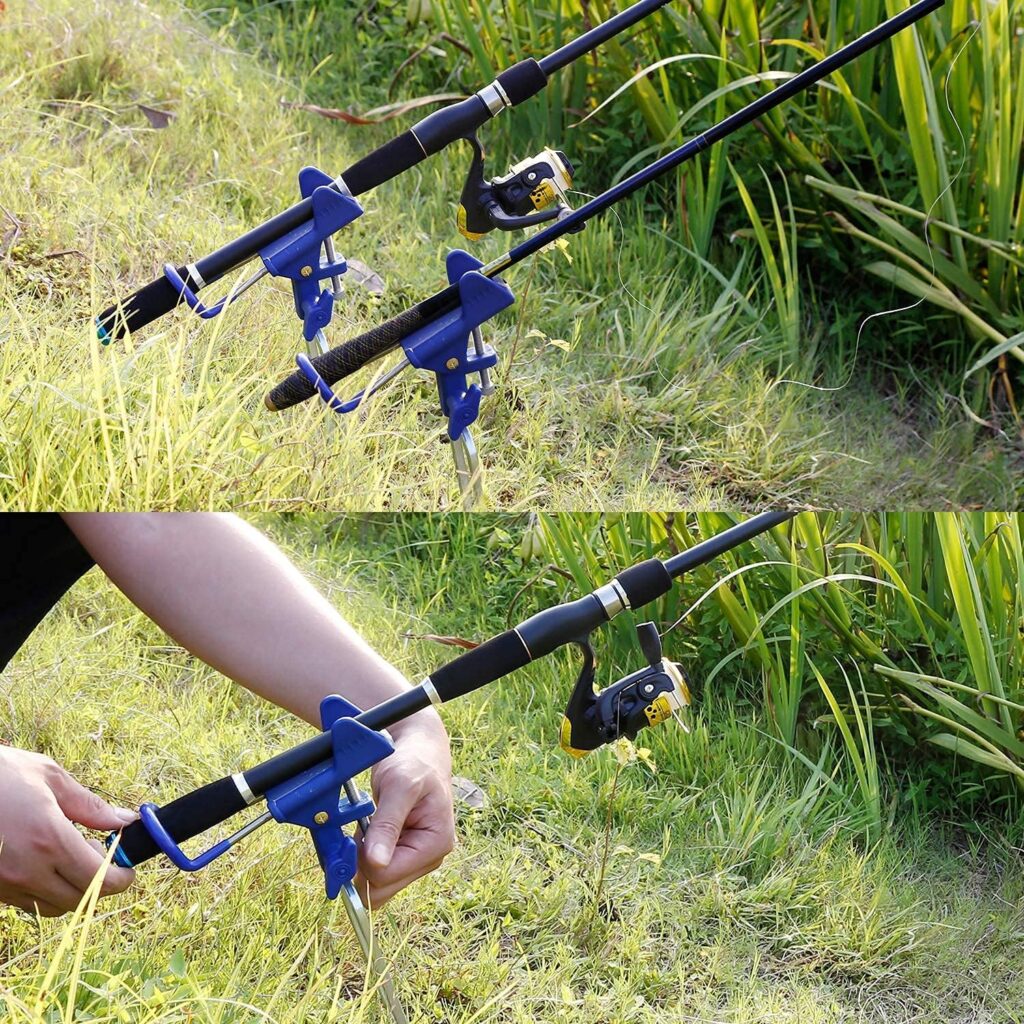 E-jades Fishing Rod Holders for Bank Fishing, Fishing Pole Holders for Ground, Bank Fishing Rod Rack Stand,Fish Pole Holder for Beach, Gifts for Men Birthday Day,360 Degree Adjustable-2 Pack