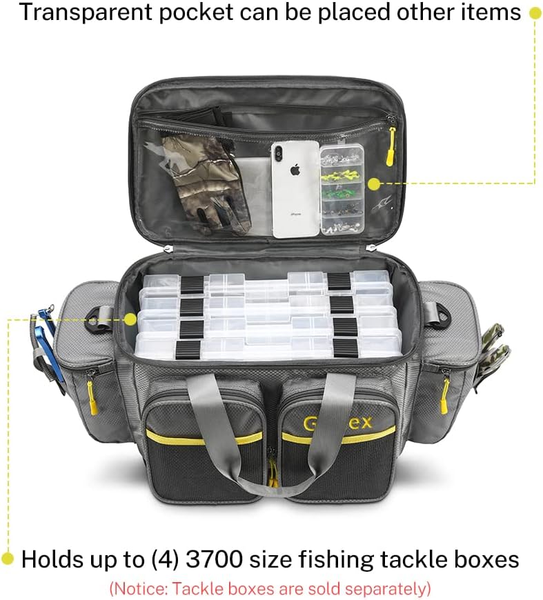 Fishing Tackle Bag, Water-Resistant Polyester Material Fishing Tackle Storage Bag with Padded Shoulder Strap and Non-Slip Base Suitable for 3600 3700 Tackle Box