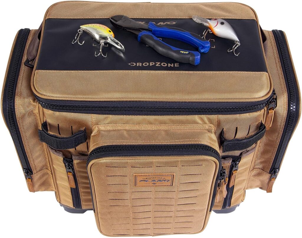 Plano Guide Series Tackle Bag | Premium Tackle Storage with No Slip Base and Included stows, Khaki with Brown and Black Trim