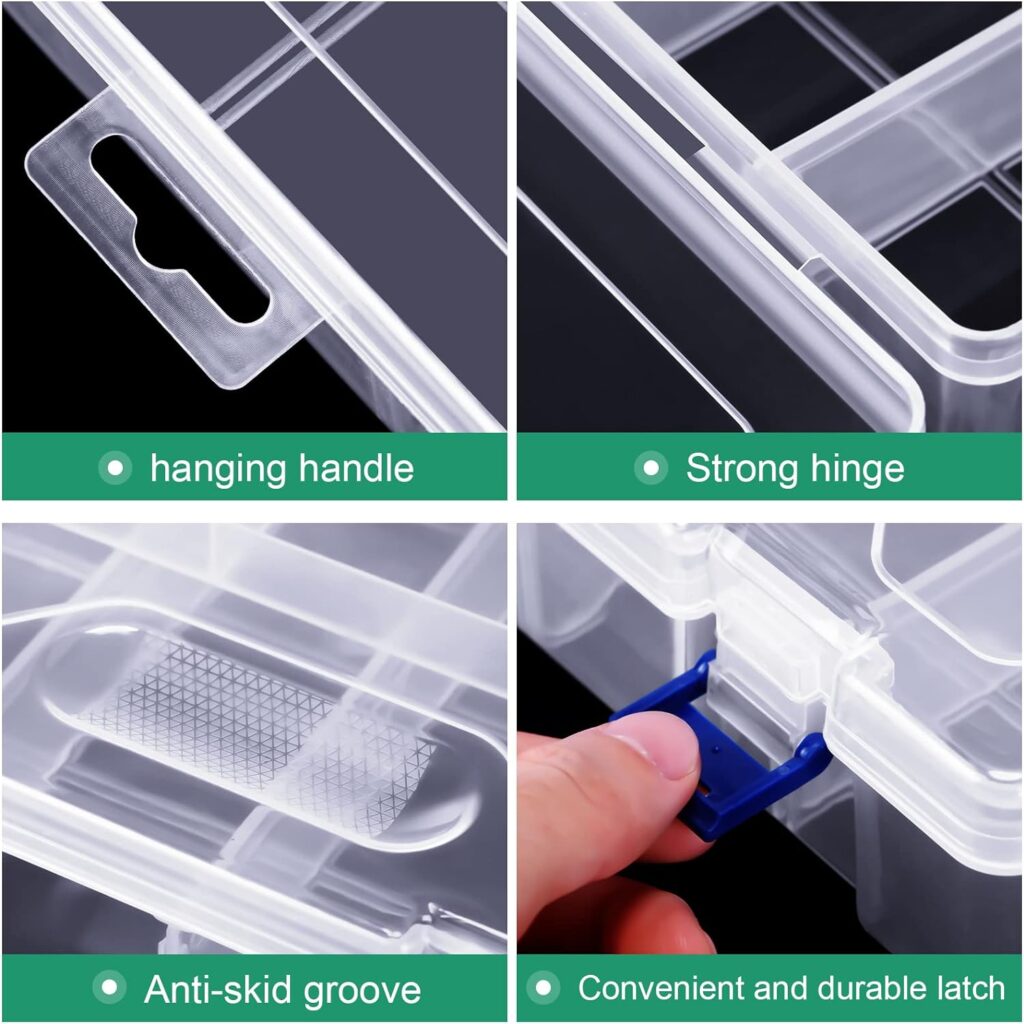 6 Pack Tackle Box Fishing Tackle Box Organizer Storage, Clear Fishing Box Organizer with Movable Tray, Plastic Waterproof Compartment Organizer Box for Fishing Lure Container, Craft, Beads, Jewelry