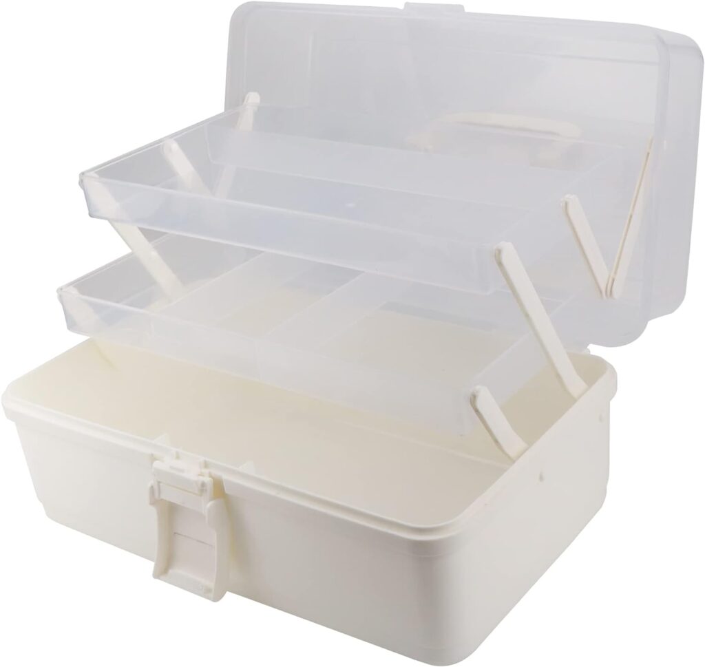 Avlcoaky Tackle Box Large 3 Layers Plastic Portable Storage Box Fishing White Tackle Box Organizer Art Craft Tool Box