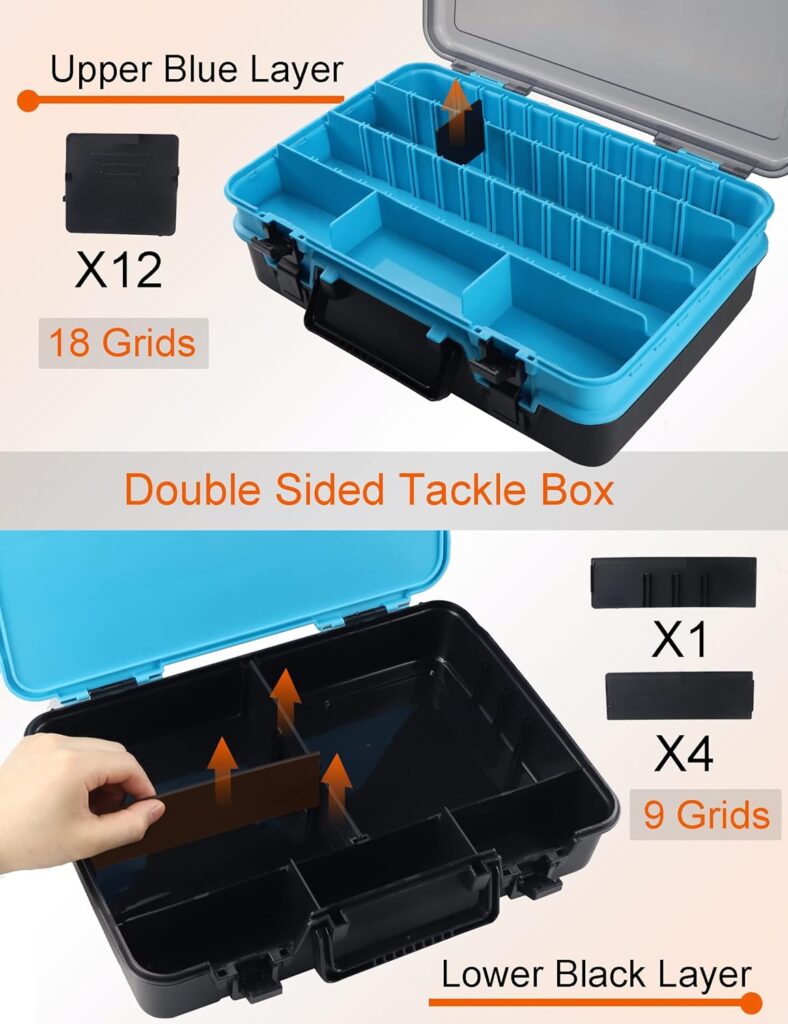 Sjqecyfv Large Tackle Box Double Layer Tackle Box Organizer Storage with Handle Camping Storage Containers Tool Box