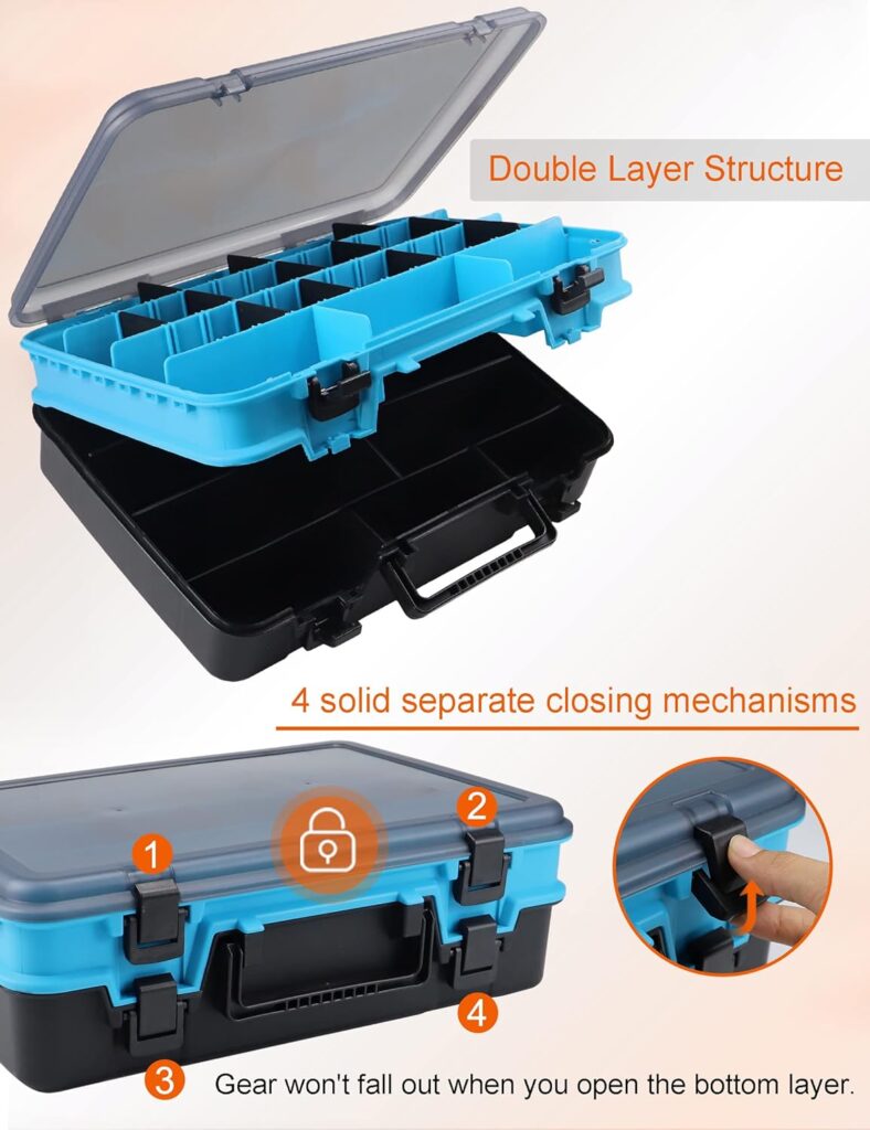 Sjqecyfv Large Tackle Box Double Layer Tackle Box Organizer Storage with Handle Camping Storage Containers Tool Box