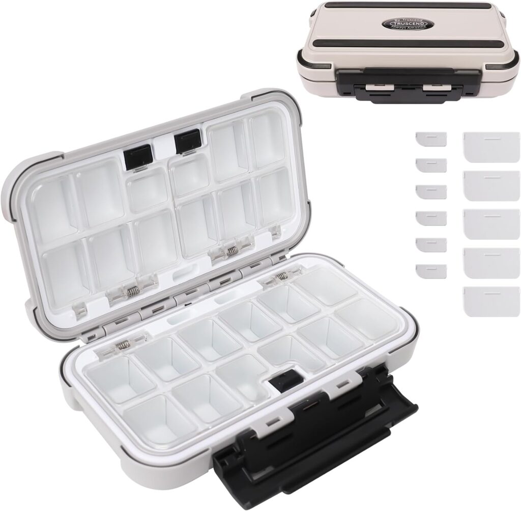 TRUSCEND Fishing Tackle Box Organizer Portable Waterproof, Airtight Anti-wear Tackle Storage Boxes with Adjustable Dividers, Fishing Tackle and Gear Box Container for Lures and Accessories