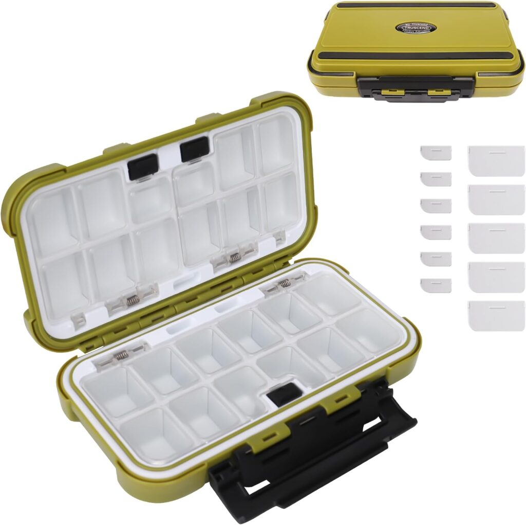 TRUSCEND Fishing Tackle Box Organizer Portable Waterproof, Airtight Anti-wear Tackle Storage Boxes with Adjustable Dividers, Fishing Tackle and Gear Box Container for Lures and Accessories