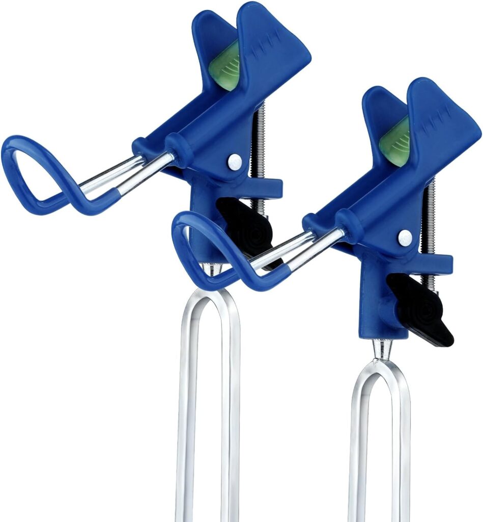 2pcs Fishing Pole Holders, Upgrade Version Noctilucence Fishing Rod Holders 360 Degree Adjustable Fishing Pole Stand Detachable Fishing Pole Holders for Ground Beach (Blue)