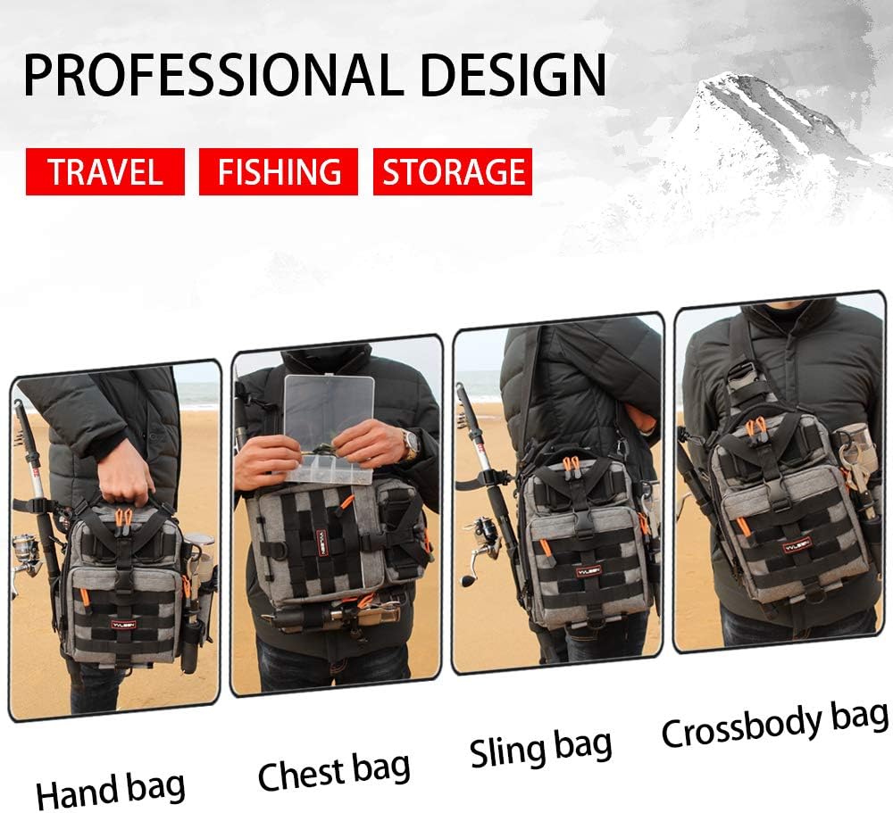 Fishing Tackle Backpack Storage Bag，Water-Resistant Fishing Backpack with Rod Holder，Fishing Gear Bag Gift for Men                Nylon