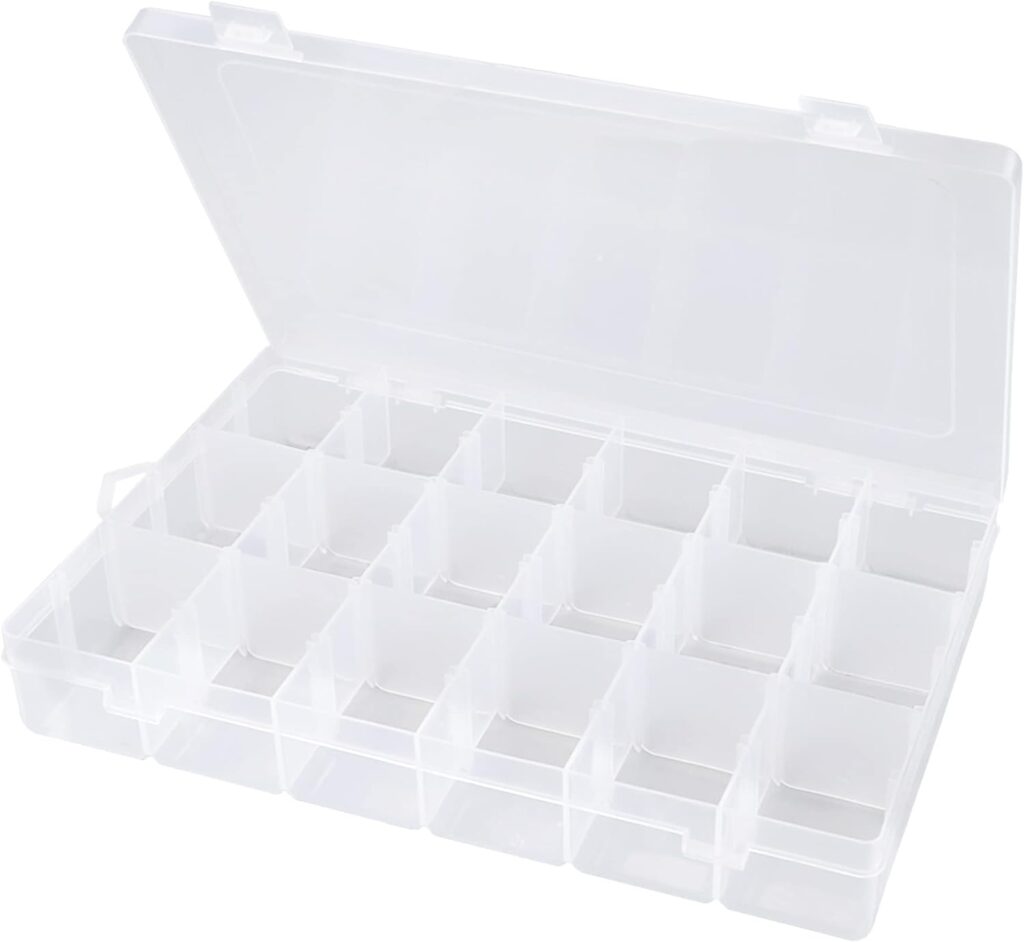 Sjqecyfv Tackle Box Organizer 18 Grids Plastic Craft Box Organizer Bead Organizer Clear Fishing Box with Dividers, 1 Pack