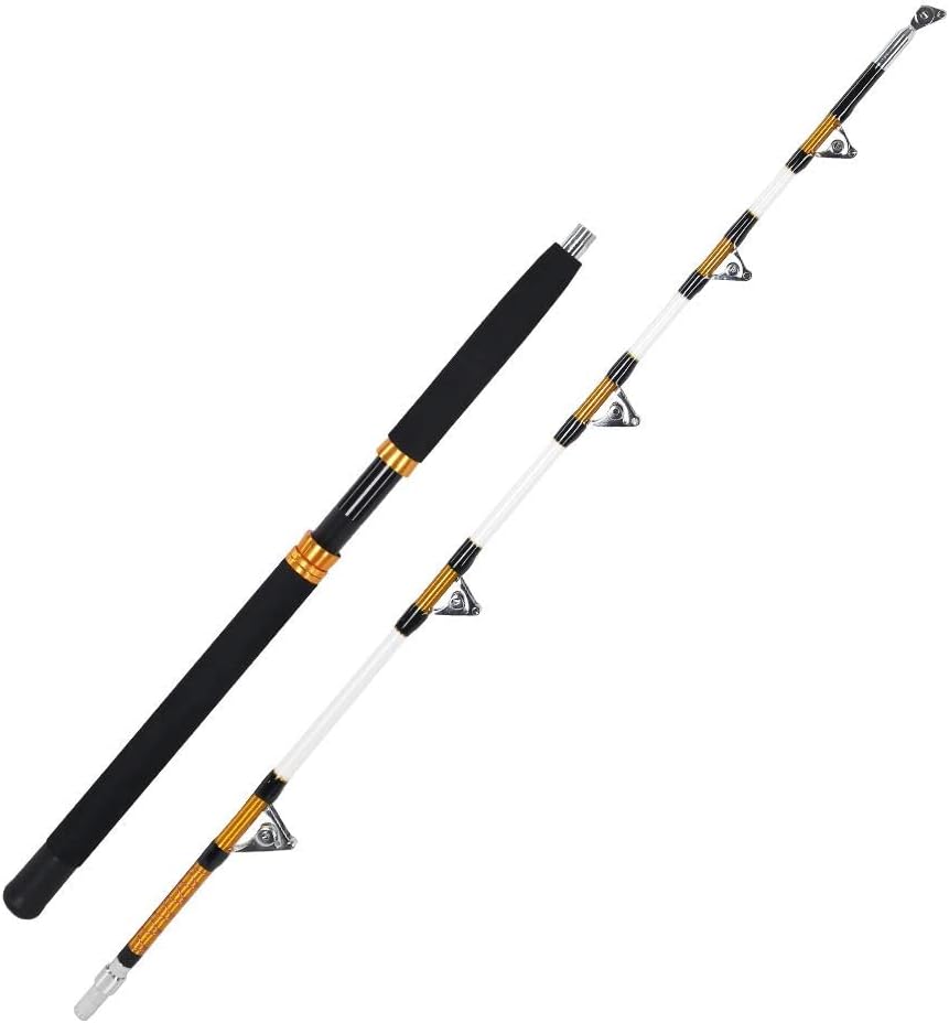 2-Section Saltwater Offshore Heavy Straight Butt Trolling Rod Roller Rod Conventional Boat Fishing Pole,with Roller Guides,50-100lbs/50-120lbs/80-180lbs/100-200lbs