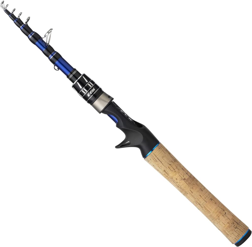 EOW XPEDITE PRO Portable Telescopic Casting and Spinning Fishing Rods, 24T Carbon Blanks  Solid Carbon Tip, Cork Handle, Travel Rod, Light Weight and Short Collapsible Rods