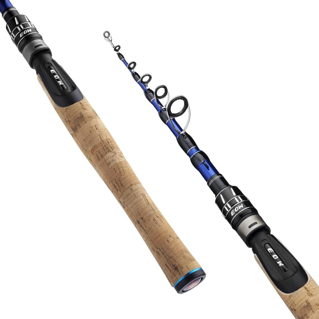 EOW XPEDITE PRO Portable Telescopic Casting and Spinning Fishing Rods, 24T Carbon Blanks  Solid Carbon Tip, Cork Handle, Travel Rod, Light Weight and Short Collapsible Rods