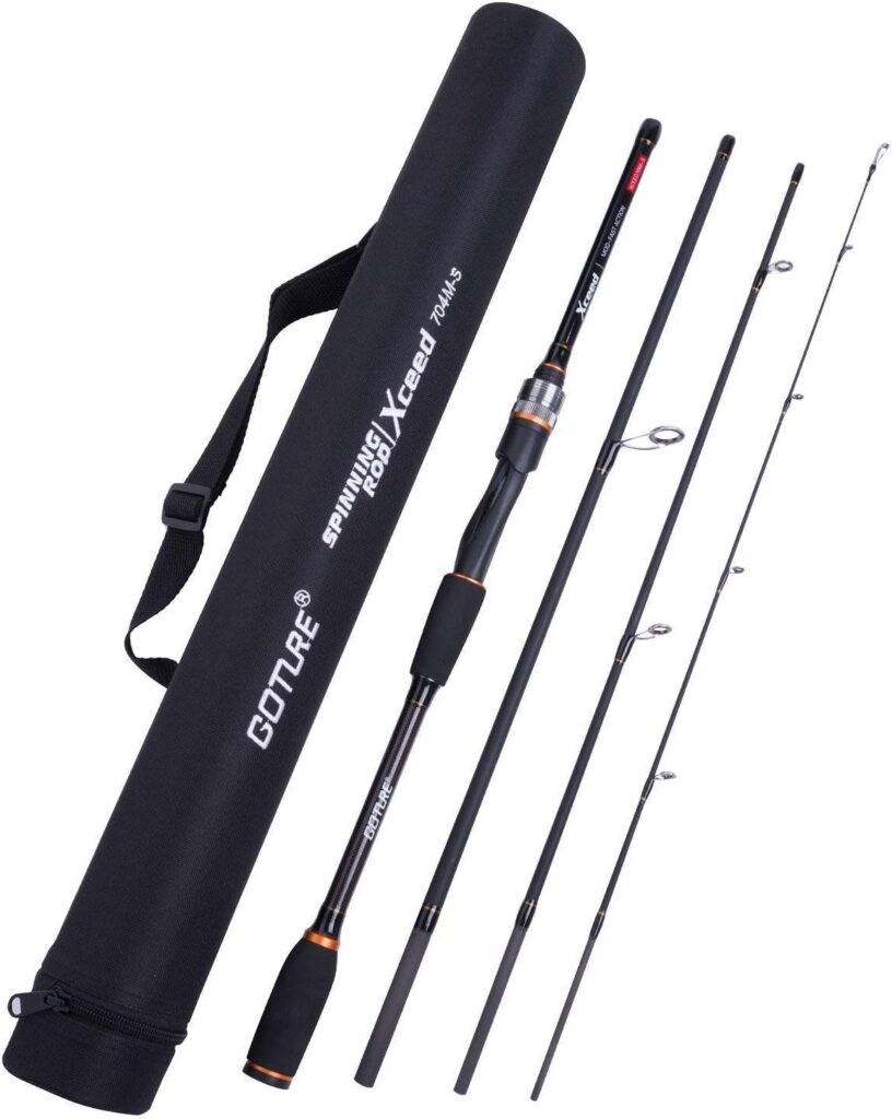 Goture Travel Fishing Rods, 4 Piece Fishing Pole with Case/Bag,Surf Casting/Spinning Rod,Ultralight Fishing Baitcasting Rod 7ft for Saltwater Trout, Bass, Walleye, Pike