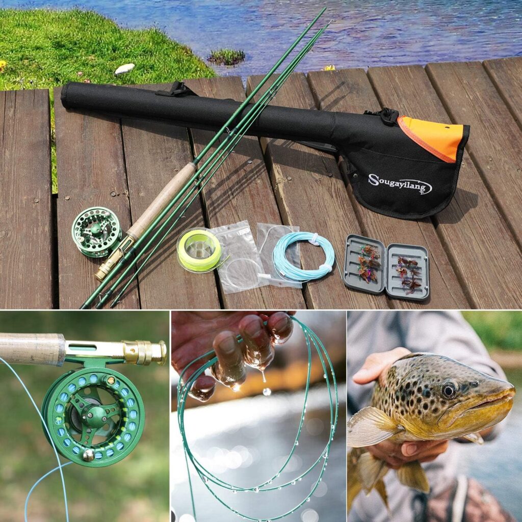 Sougayilang Saltwater Freshwater Fly Fishing Rod with Reel Combo Kit