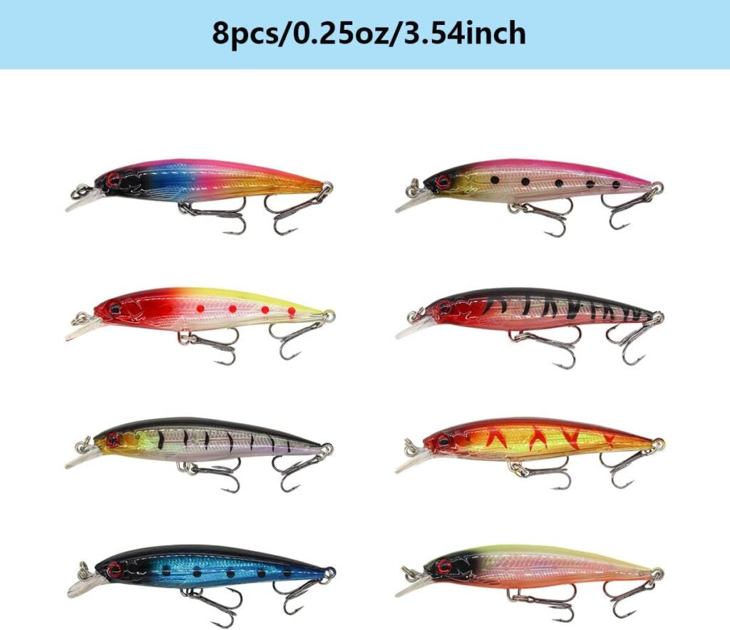 Fishing Lures Kit Set, Baits Tackle Including Crankbaits, Topwater Lures, Spinnerbaits, Worms, Jigs, Hooks, Tackle Box and More Fishing Gear Lures for Bass Trout