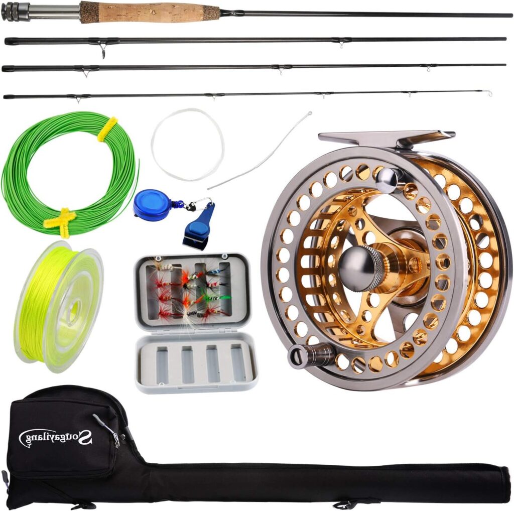 Sougayilang Fly Fishing Rod Reel Combos with Lightweight Portable Fly Rod and Fly Reel,Fly Fishing Complete Starter Package