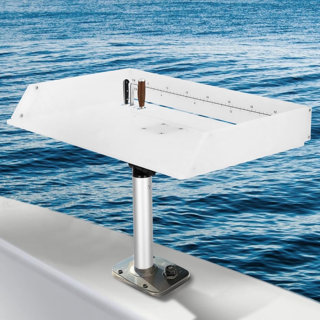 Boat Cutting Board, Bait Board/Fillet Table with 360° Adjustable Rod Holder, Rod Holder Fishing FilletTable with Scale, Plier Storage and Knife Slot, Boat Fish Cleaning Station