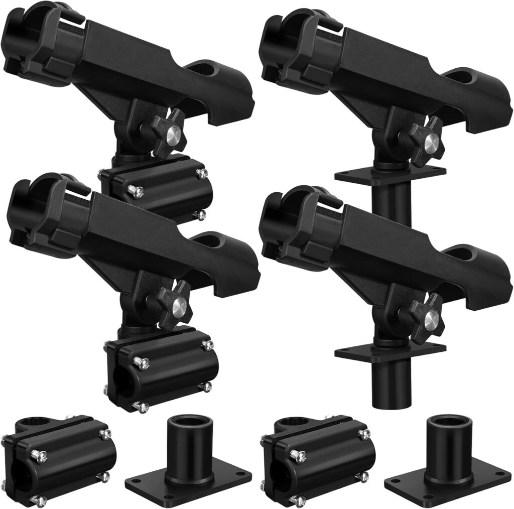 Liliful 4 Pieces Fishing Rod Holder for Boat Adjustable Swivel Fishing Pole Holders Fishing Accessories, Black