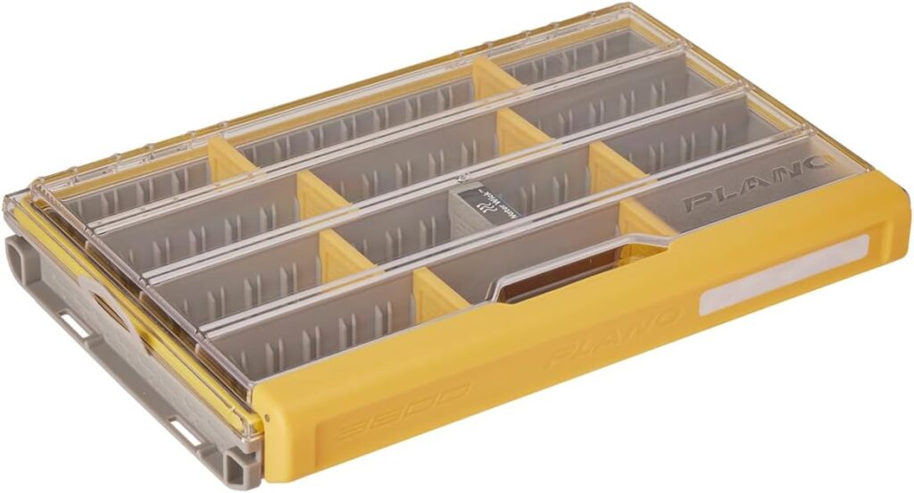 Plano EDGE 3600 Premium Tackle Utility Box, Gray and Yellow with Clear Lid, Rust-Resistant and Waterproof, Customizable Tackle Protection Organization