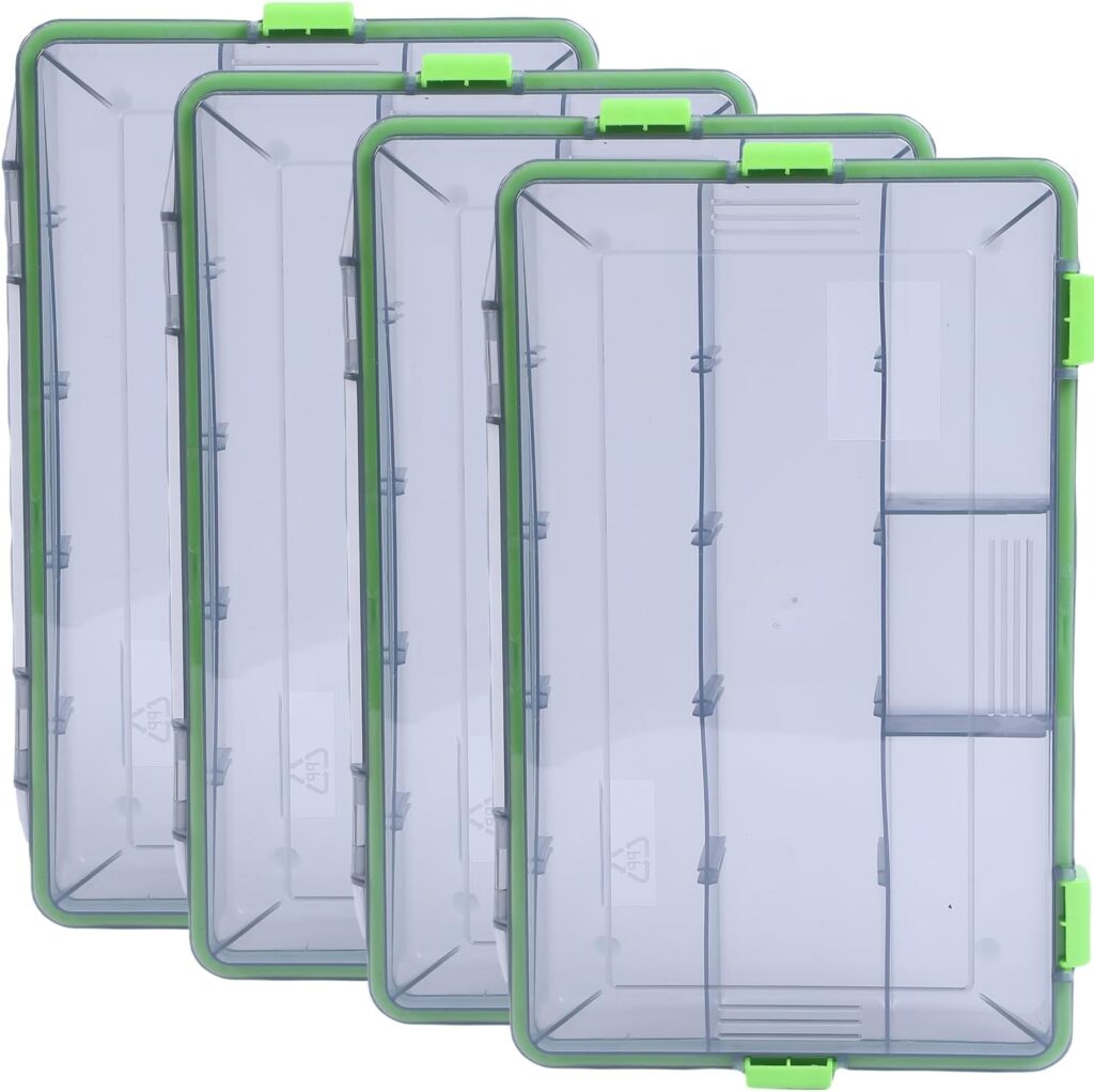 Tackle Boxes, Plastic Box, Plastic Storage Organizer Box with Removable Dividers,3600 Tackle Tray and 3700 Tackle Trays,Lure Box and Terminal Tackle Storage,4 Packs Tackle Trays