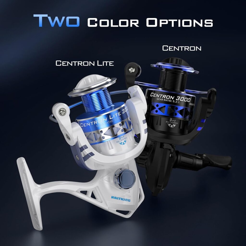 KastKing Centron  Centron Lite Spinning Reels, Size 500 is Perfect for Ice Fishing, Up to 17.5Lbs Max Drag, 5.2:1 Gear Ratio, Ultra Smooth Powerful, CNC Aluminum Spool, 9+1 BB Light Weight