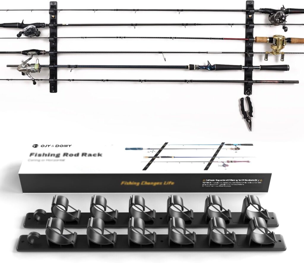 OJYDOIIIY Wall Mount Fishing Rod Holders,Horizontal/Ceiling Fishing Pole Storage Rack for Garage