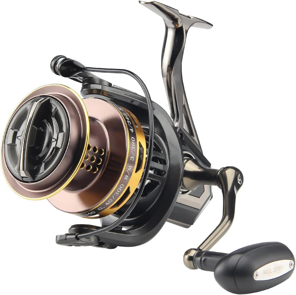 8000/10000/12000 Big Game Surf Spinning Fishing Reel,20KG Drag Power. Backlash-Free Bearings,Metal Reel Seat,Zinc Alloy Gear for Saltwater Inshore and Offshore Fishing