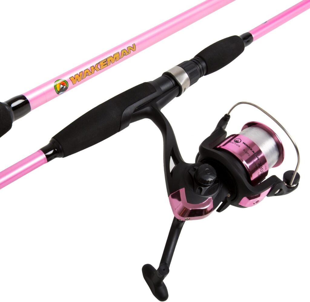 Fishing Rod and Reel Combo - 2pc Strike Series Medium Action 78-Inch Spinning Reel Fishing Pole - Fishing Gear for Bass and Trout by Wakeman