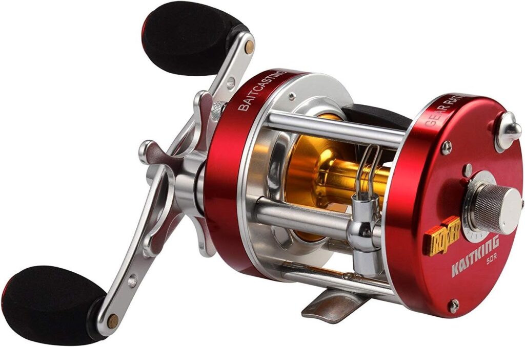 KastKing Rover Round Baitcasting Fishing Reel, Perfect Conventional Reel for Catfish, Salmon/Steelhead, Striper Bass and Inshore Saltwater Fishing Reel, Reinforced Metal Body