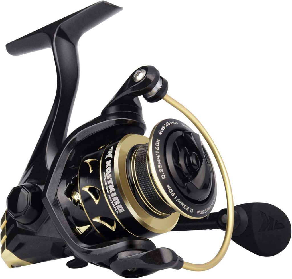 KastKing Valiant Eagle Gold Spinning Reel - 6.2:1 High-Speed Gear Ratio, Freshwater and Saltwater Fishing Reel, Faster Line Retrieve, Braid Ready Spool, 7+1 Shielded Stainless Steel Ball Bearings