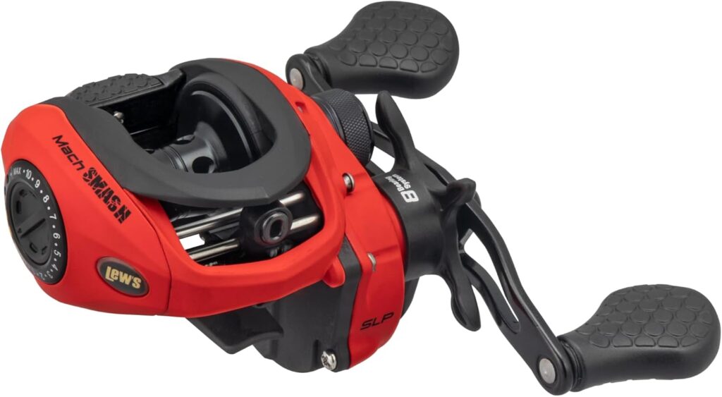Lews MACH Smash Baitcast Fishing Reel, 7.5:1 Gear Ratio, Graphite Frame, Premium 8 Stainless Steel Ball Bearings