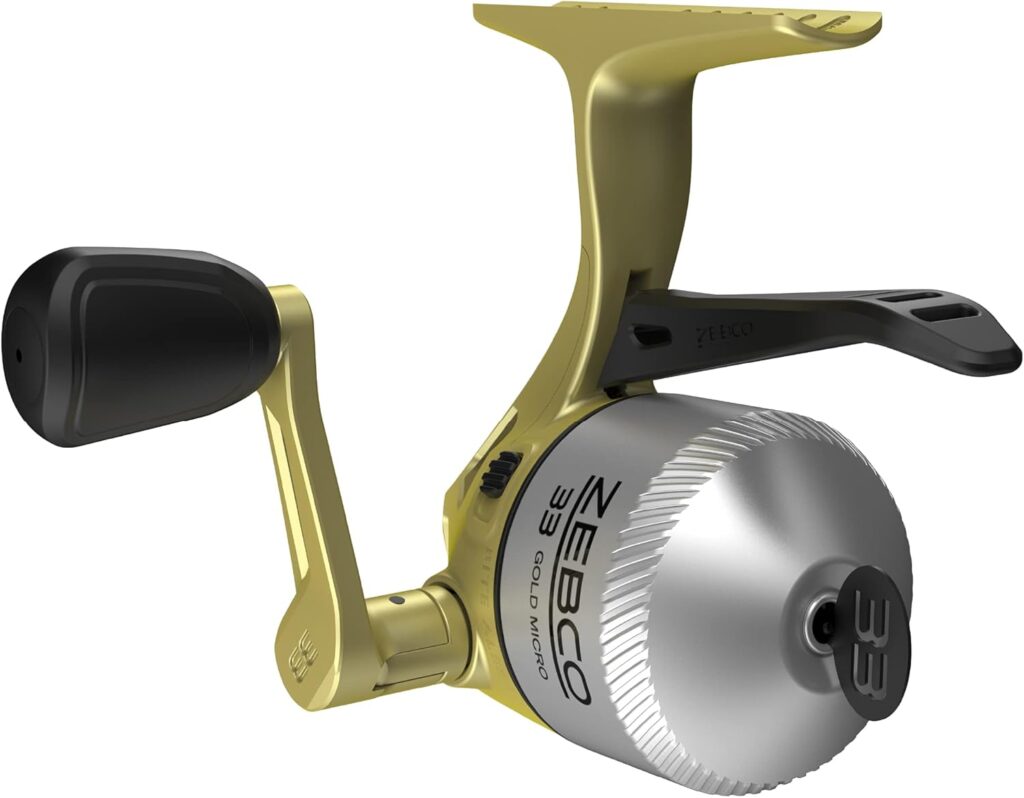 Zebco 33 Gold Spincast Fishing Reel, Changeable Right or Left-Hand Retrieve, All-Metal Gears, Pre-Spooled with Zebco Cajun Fishing Line, Silver/Gold