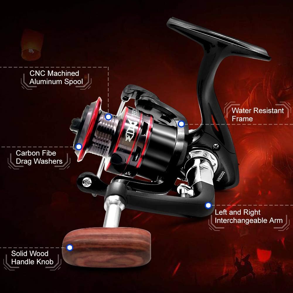 Fishing Reel, Spinning Reel, Ultralight 5.2:1 Gear Ratio, 12 Ball Bearings, 39.5LB Carbon Fiber Drag, Reversible Handle for Left and Right Retrieve, Perfect for Freshwater and Saltwater