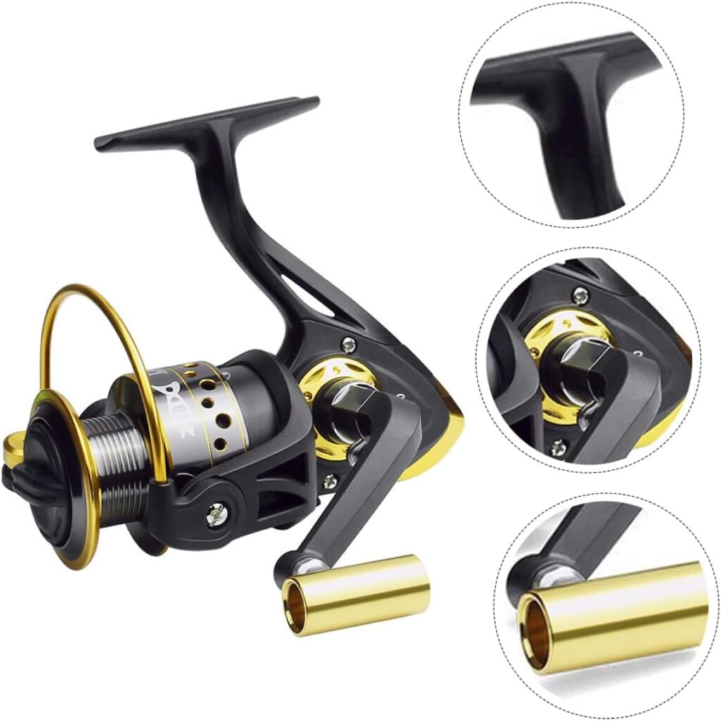 Metal Fishing Reel for Sea Rods Portable Wheel Metal Handle 8kg Unloading CNC Alloy Easy to Use Black Gold La2000