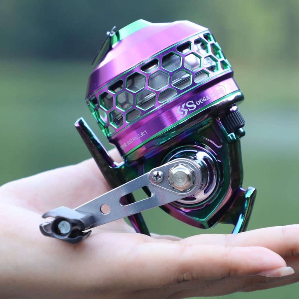 Sougayilang Spincast Fishing Reel,High Speed 3.9:1 Gear Ratio,Trouble-Free Push-Button Bait Casting Design and Reversible Handle for Left/Right Retrieve,Pre-Spooled with Fishing Line