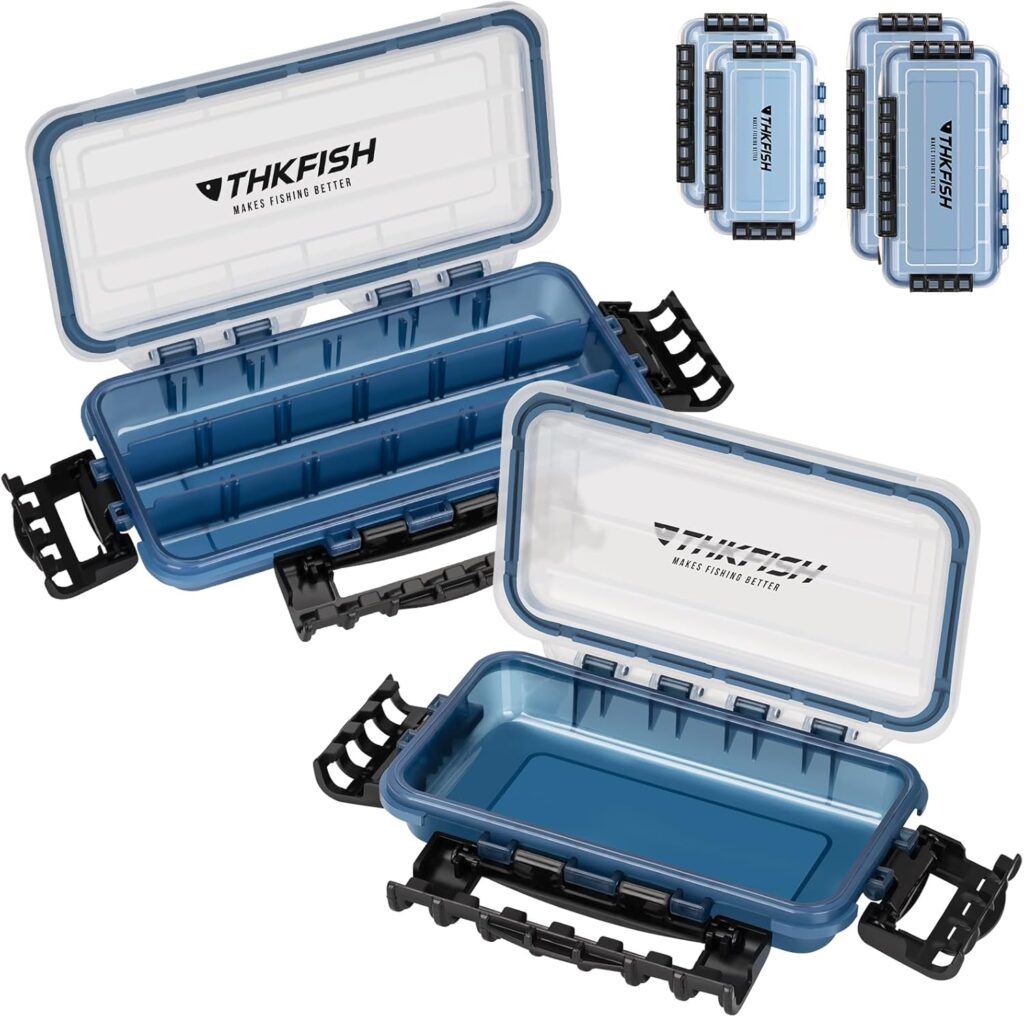 THKFISH Fishing Tackle Box，3400/3500 Tackle Tray Floating Fishing Lure Box Storage Organizer Small Waterproof Tackle Box with Adjustable Dividers,Sun-proof