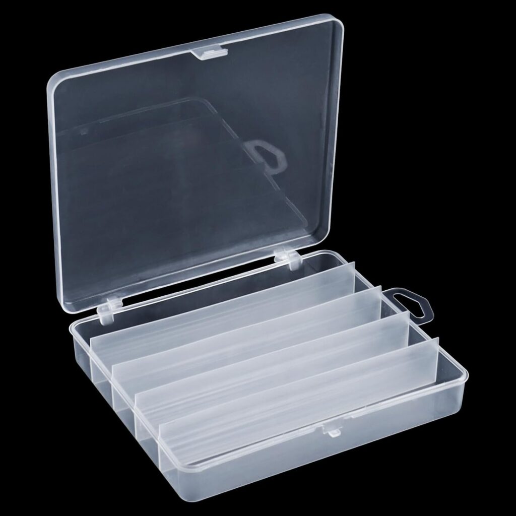 Small Tackle Box 5 Grids Extension Divider Plastic Organizer Box Plastic Fishing Lure Storage Boxes Tackle Box for Organizers and Storage Small Parts(1 Pack), Clear