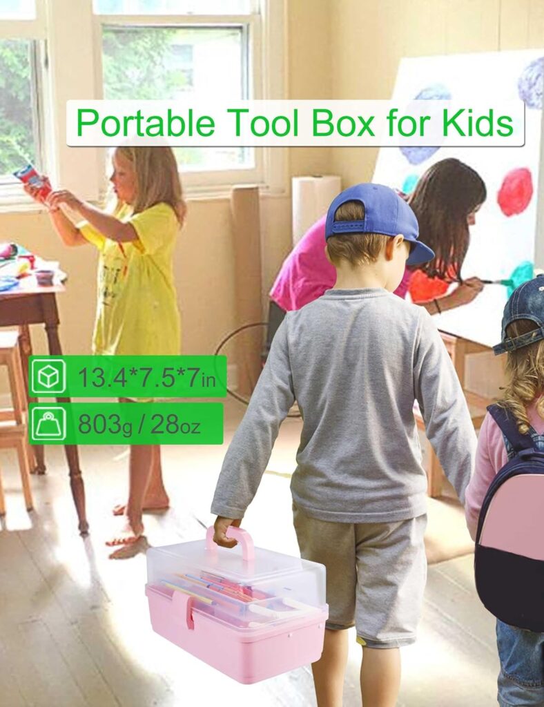 TNHQH Pink Craft Storage Box Organizer - 3 Layer Handle Sewing Box for Snacks, Art or Tackle (Pink, 3 Layer) TNHQH Pink Craft Storage Box Organizer - 3 Layer Handle Sewing Box for Snacks, Art or Tackle (Pink, 3 Layer)