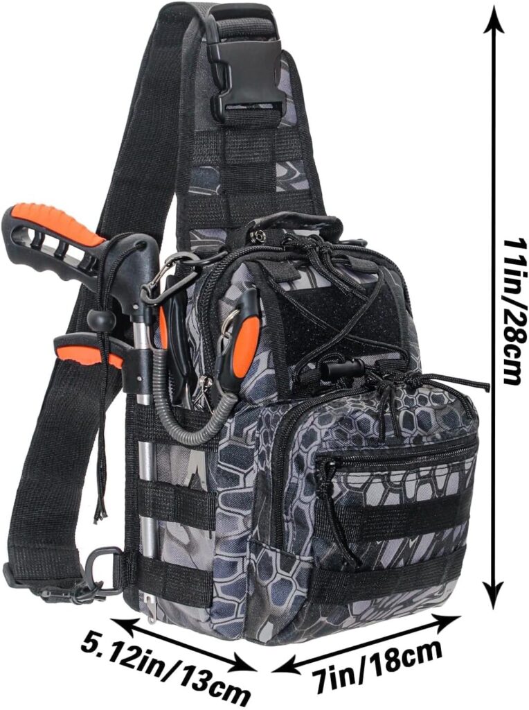 Fishing Backpack - Sling Bag with Rod Holder - Fly Fishing Tackle Bag - Gifts for Men and Women